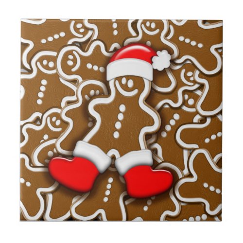 Gingerbread Man Christmas Santa Claus Tile