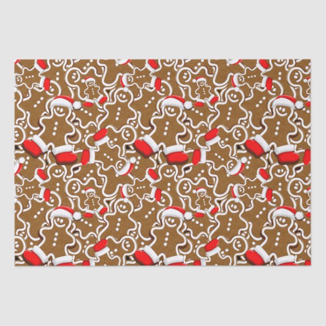 Gingerbread Man Christmas Santa Claus Tissue Paper (Front)