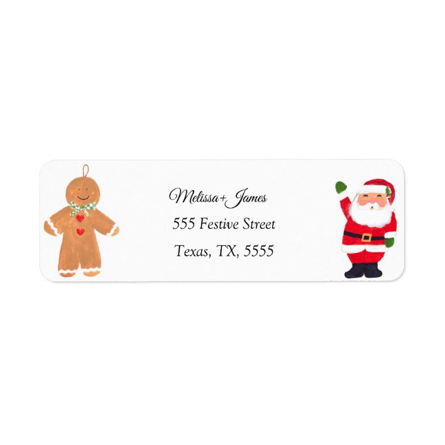 Gingerbread man Christmas Santa Festive Wedding Label (Front)