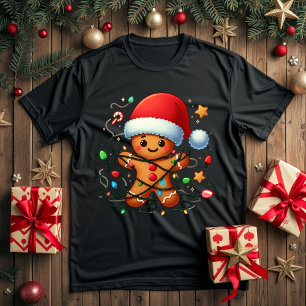 gingerbread man christmas santa hat T-Shirt