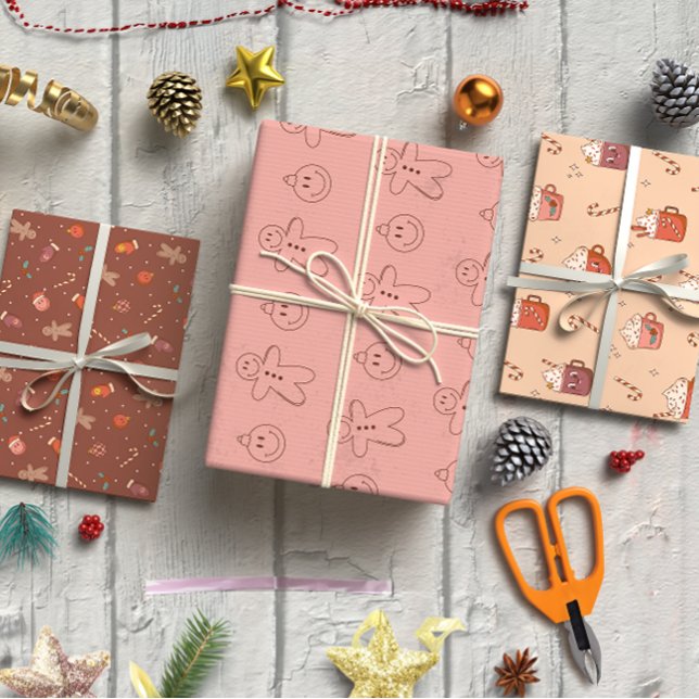 Gingerbread man Christmas set of 3  Wrapping Paper Sheets (Gingerbread man Christmas set of 3 Wrapping Paper Sheet)