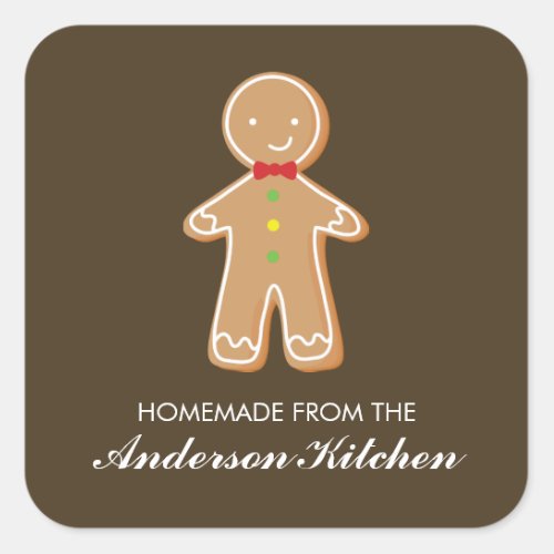 Gingerbread Man Christmas Square Sticker