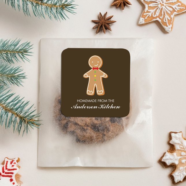 Gingerbread Man Christmas Square Sticker (Creator Uploaded)