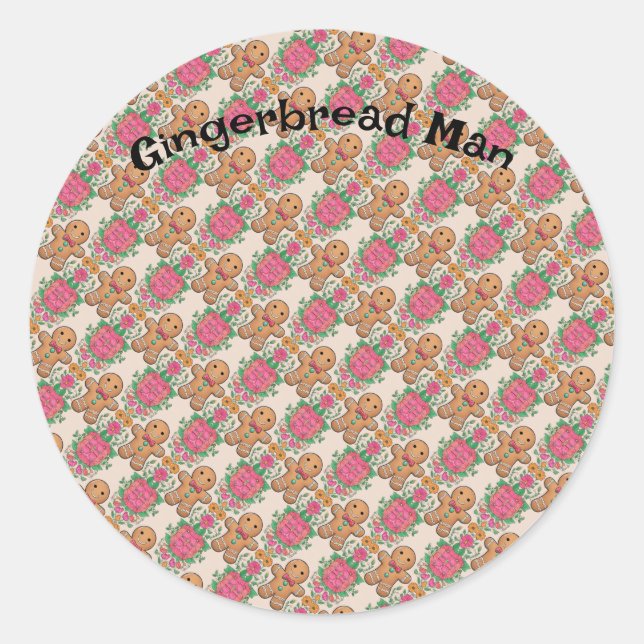Gingerbread Man Classic Round Sticker (Front)