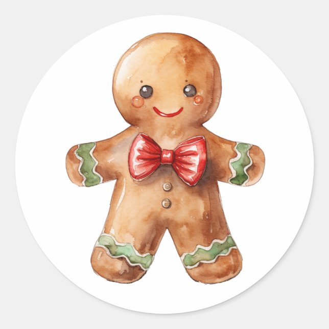 Gingerbread Man Classic Round Sticker (Front)