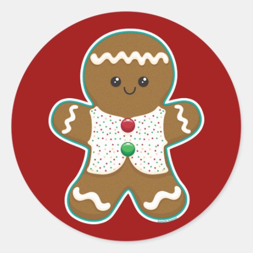 Gingerbread Man Classic Round Sticker
