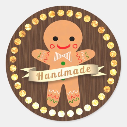 Gingerbread Man Classic Round Sticker