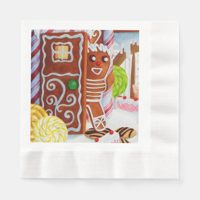GINGERBREAD MAN Coined Luncheon Paper Napkins (Front)