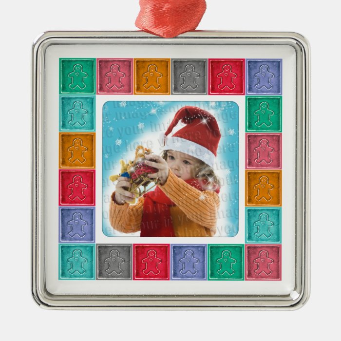 Gingerbread Man Colorful Photo Template Ornament