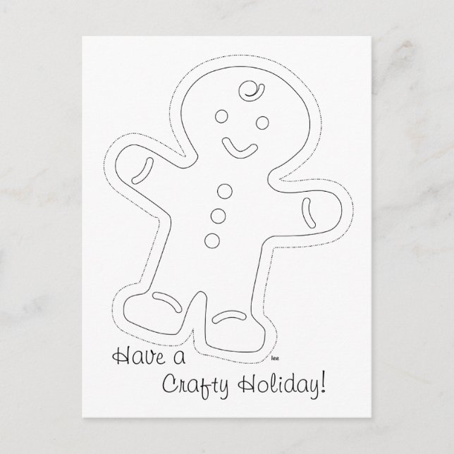 Gingerbread Man Coloring Card (Front)
