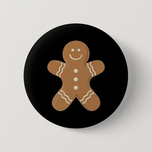 Gingerbread Man Cookie Biscuit Fun Food Christmas  Button (Front)