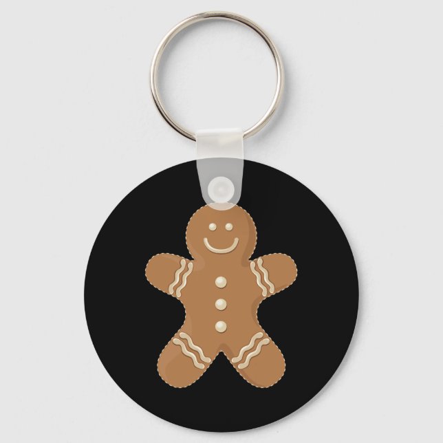 Gingerbread Man Cookie Biscuit Fun Food Christmas  Keychain (Front)