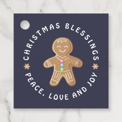 Gingerbread Man Cookie Blessings Peace Love Joy Favor Tags