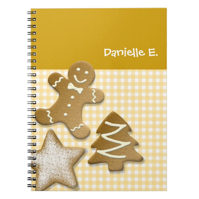 Gingerbread man cookie brown fun holiday kitchen notebook (Front)