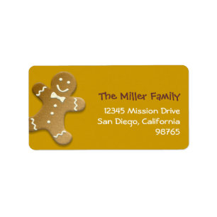 Gingerbread man cookie brown return address label
