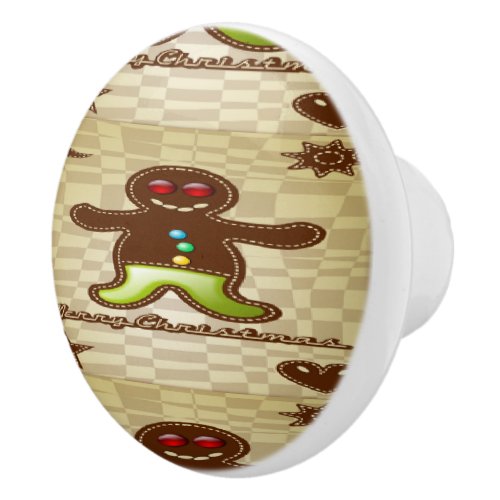 Gingerbread man cookie ceramic knob