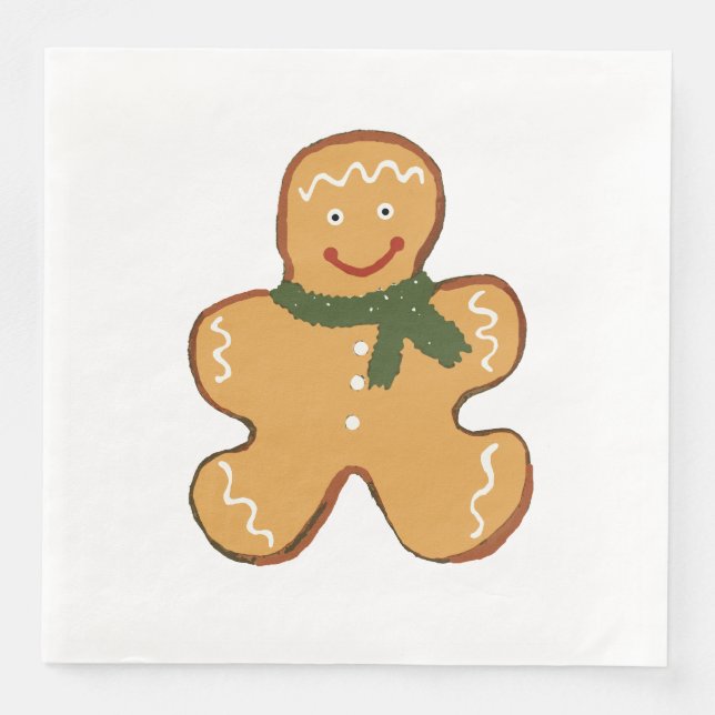 Gingerbread Man Cookie Christmas Paper Dinner Napkins (Front)