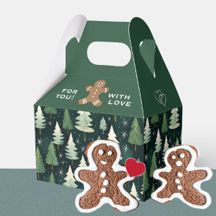 Gingerbread Man Cookie Christmas Personalized Snow Favor Boxes