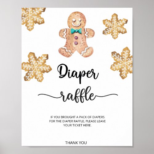 Gingerbread man cookie diaper raffle  poster