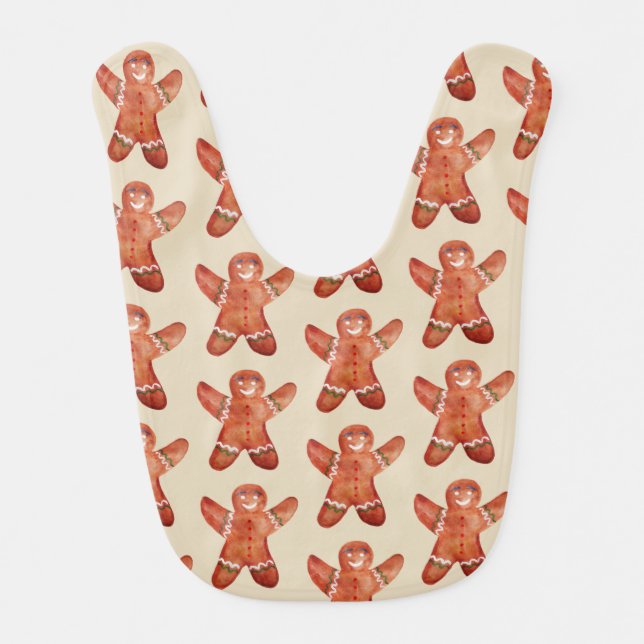 Gingerbread Man Cookie Drawing ,Baby Bib (Front)