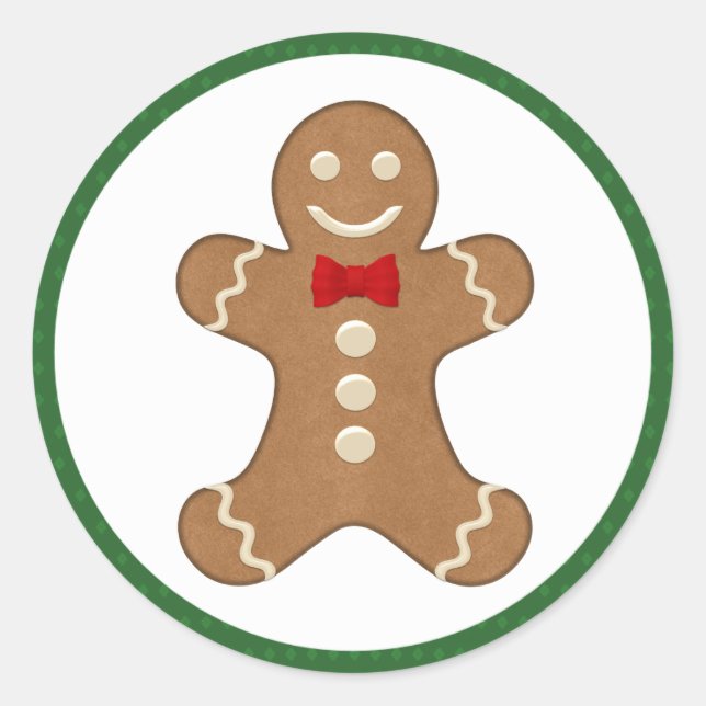 Gingerbread Man Cookie Holiday Stickers (Front)
