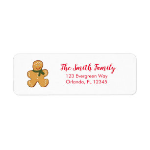 Gingerbread Man Cookie Illustration Return Address Label