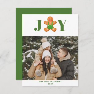 Gingerbread man Cookie Joy Holiday Photo Card