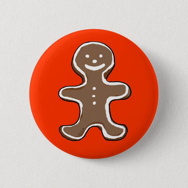 Gingerbread man cookie pinback button (Front)