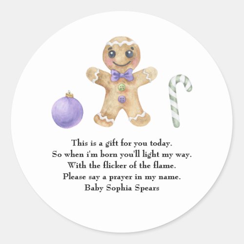 Gingerbread man cookie _  Prayer candle label