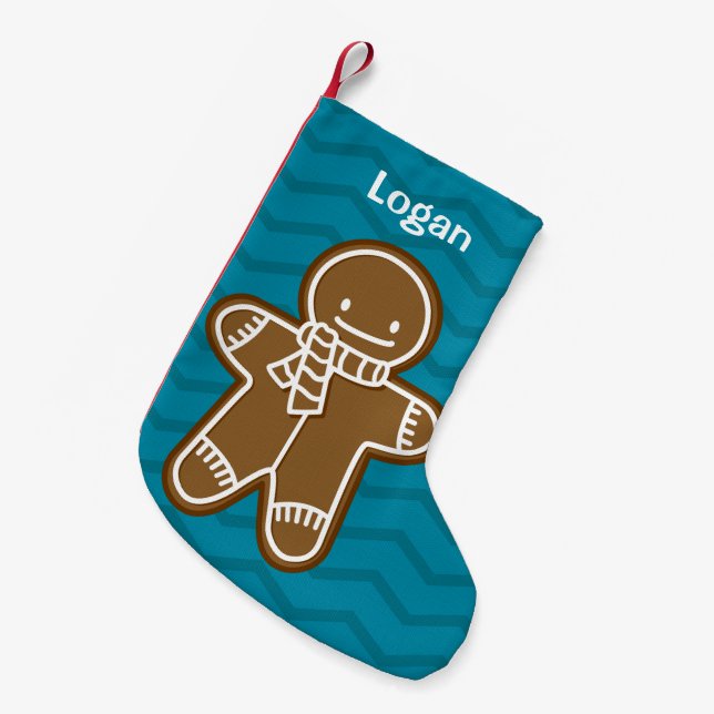 Gingerbread Man cookie Small Christmas Stocking (Front (Hanging))