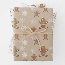 Gingerbread Man Cookie Snowflake Holiday Baking  Wrapping Paper Sheets