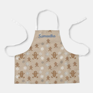 Gingerbread Man Cookie Snowflake Holiday Kid Name Apron