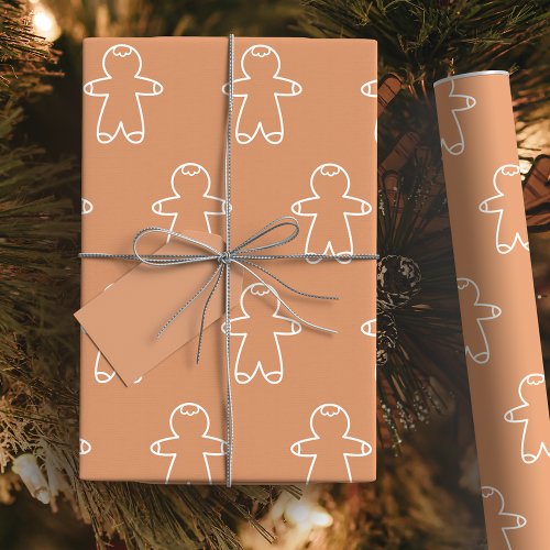 Gingerbread Man Cookie Tan D78F62 Wrapping Paper