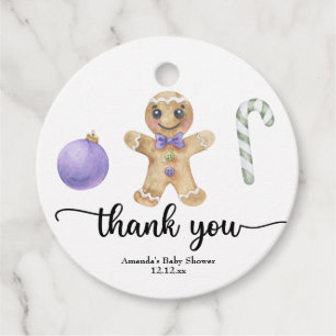 Gingerbread man cookie thank you favor tags