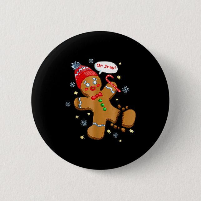 Gingerbread Man Cookie Ugly Sweater Oh Snap Christ Button (Front)