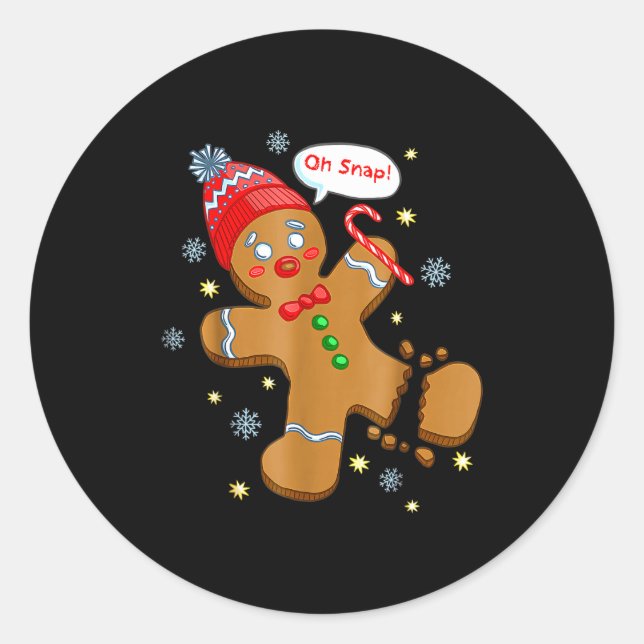 Gingerbread Man Cookie Ugly Sweater Oh Snap Christ Classic Round Sticker (Front)