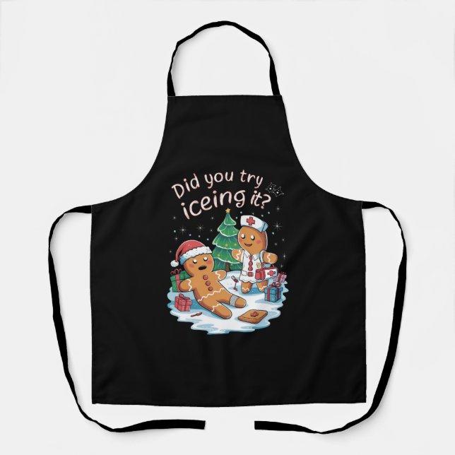 Gingerbread Man Cookie Ugly Sweater Oh Snap Xmas Apron (Front)