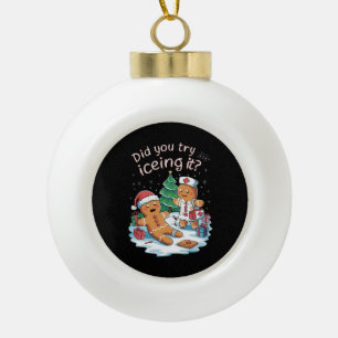 Gingerbread Man Cookie Ugly Sweater Oh Snap Xmas Ceramic Ball Christmas Ornament