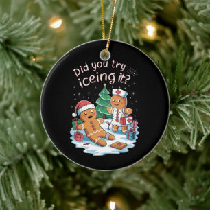 Gingerbread Man Cookie Ugly Sweater Oh Snap Xmas Ceramic Ornament