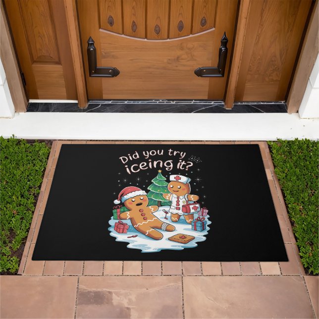 Gingerbread Man Cookie Ugly Sweater Oh Snap Xmas Doormat (Outdoor)