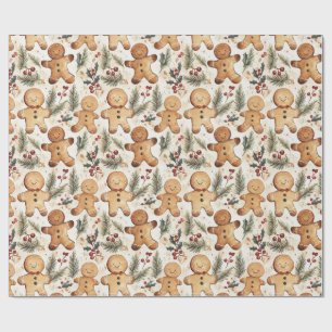 Gingerbread Man Cookie Wrapping Paper