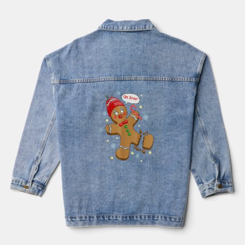 Gingerbread Man Cookie X Mas Oh Snap Cute Christma Denim Jacket