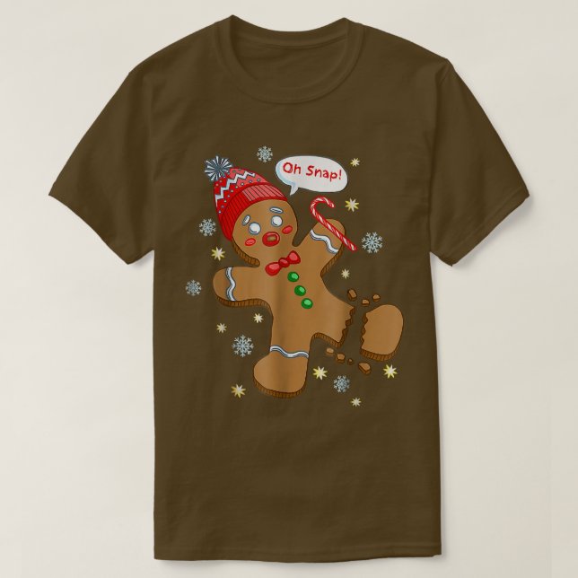Gingerbread Man Cookie X-Mas Oh Snap Funny Cute Ch T-Shirt (Design Front)