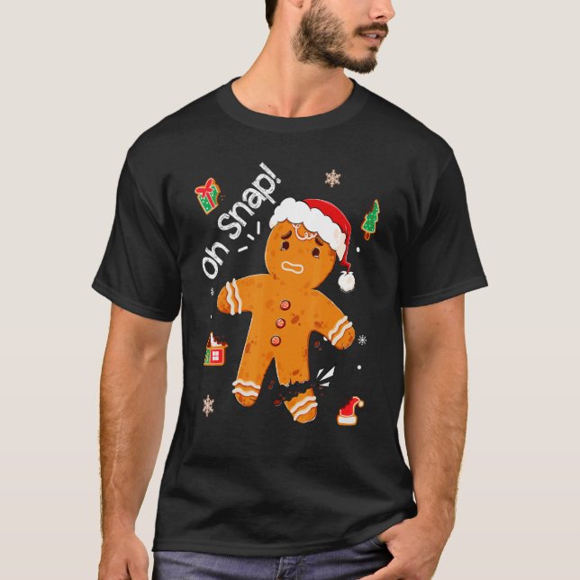 Gingerbread Man Cookie Xmas Oh Snap Funny Cute Kid T-Shirt (Front)