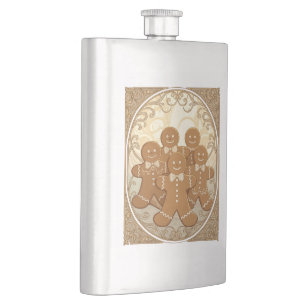 Gingerbread Man Cookies Christmas Art Nouveau Flask