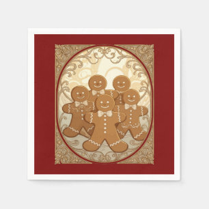 Gingerbread Man Cookies Christmas Art Nouveau Napkins