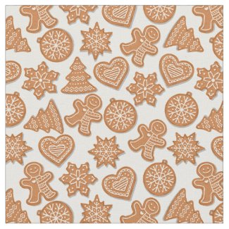 Gingerbread Man Cookies Cute Christmas Fabric