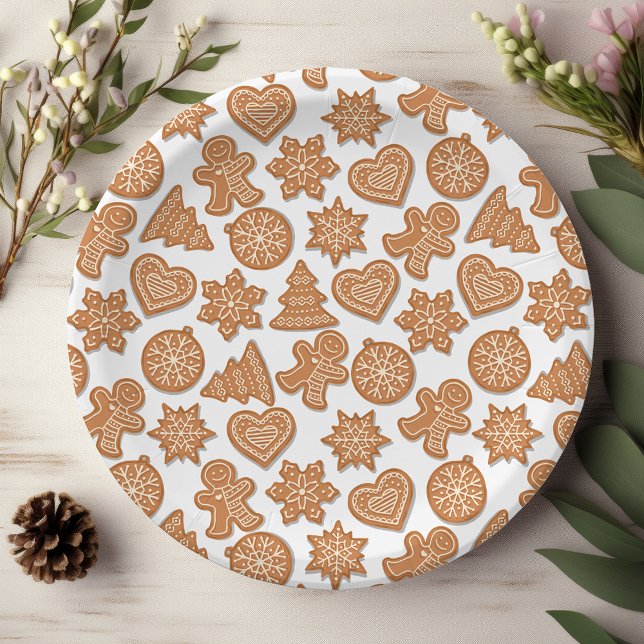 Gingerbread Man Cookies Cute Christmas Paper Plates (Creator Uploaded)