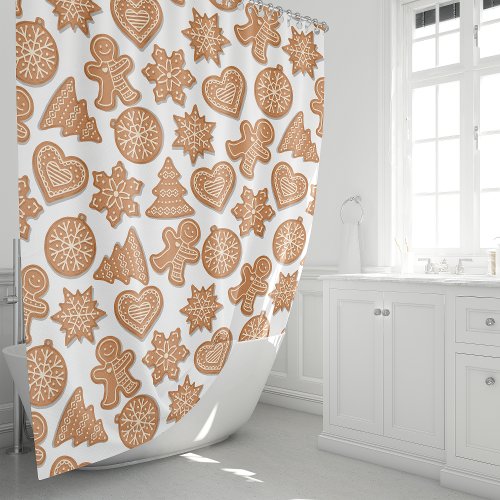 Gingerbread Man Cookies Cute Whimsical Christmas Shower Curtain