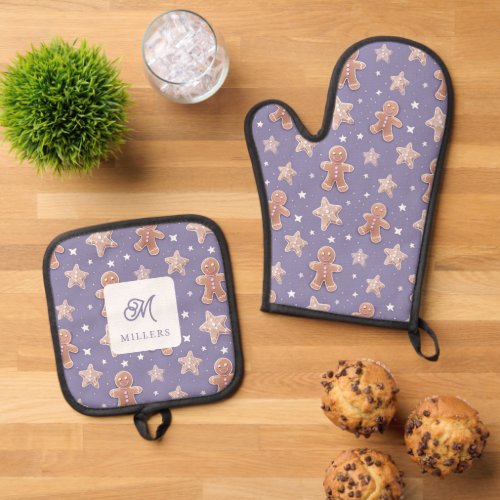 Gingerbread Man Cookies Holiday Oven Mitt  Pot Holder Set